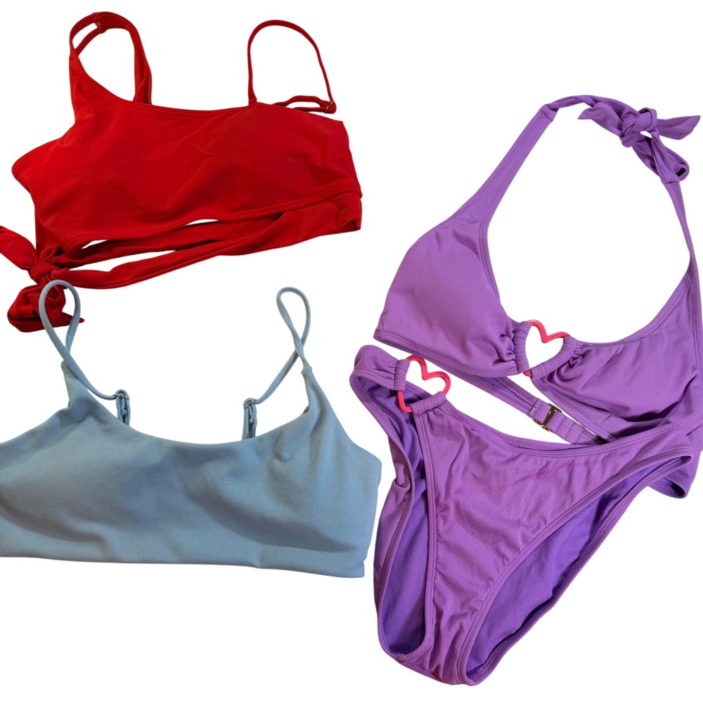 Wild Fable Swimwear Lot Women M Purple Blue Red Bikini Beach Summer Resortwear